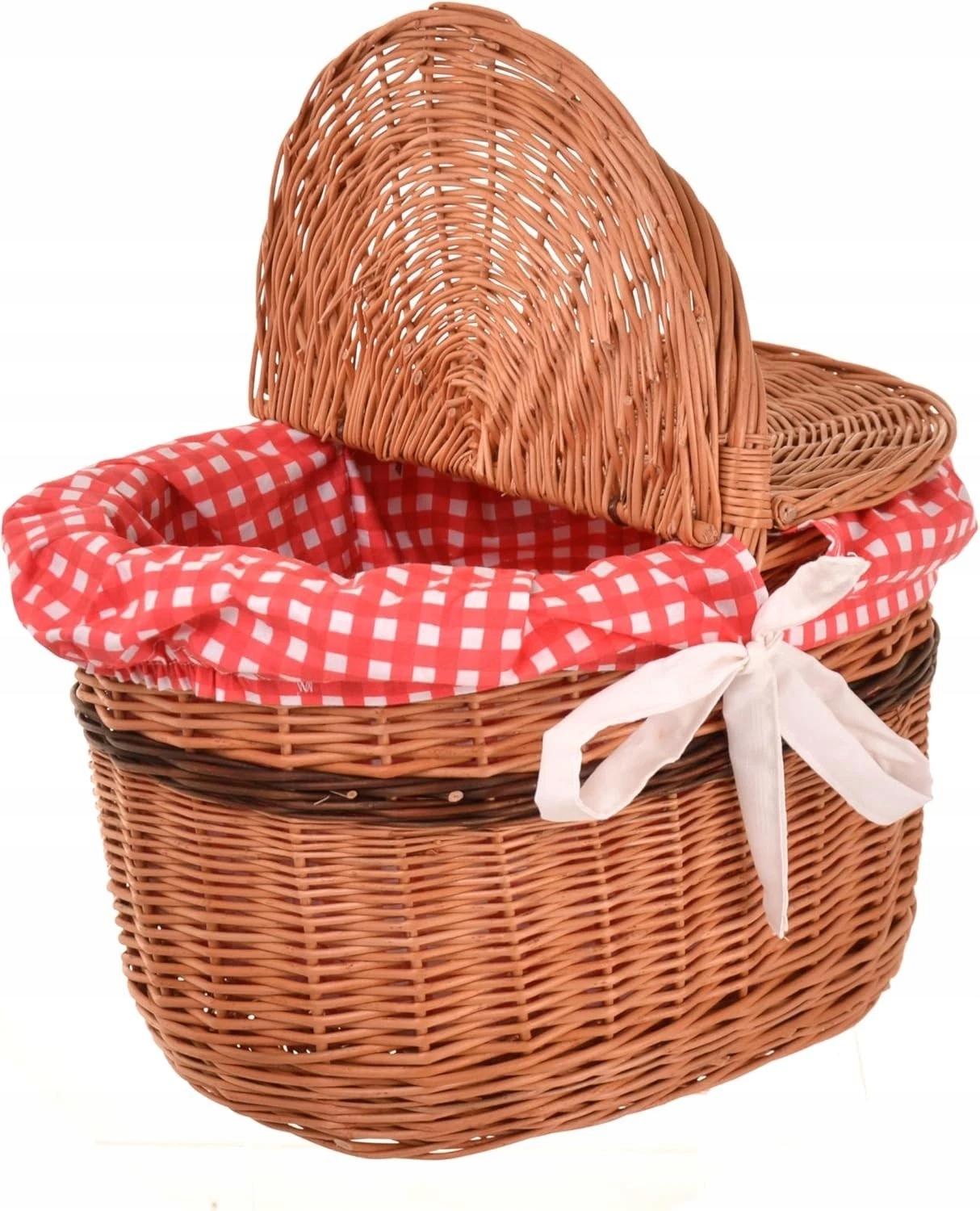 Aqbau piknikový koš s víkem 40 cm, proutěný, velikonoční nákup, červený