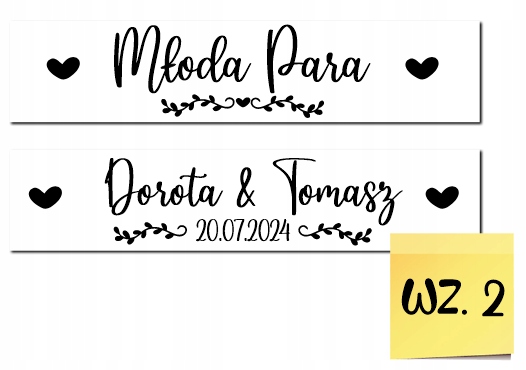 Ślubne TABLICE tablica ślubna na ślub na samochód 2szt NIEPRZEMAPALNE Rodzaj naklejki