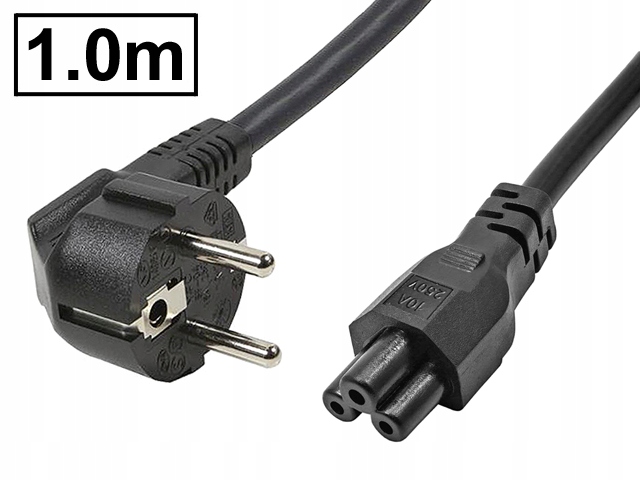

Kabel zasilający 230V SCHUKO-C5 Cu 3x0.75mm2 1.0m
