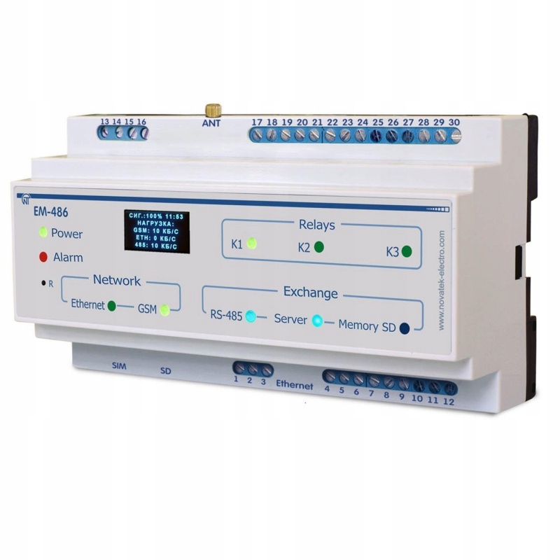 Ovladač pro systém Sms upozornění na poruchy Modbus EM-486
