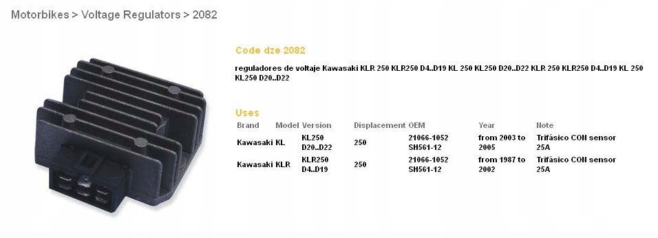 Dze Regulátor Napätia Kawasaki KLR250/600, KLF220 '88-'95 (SH561-12) (rgu-