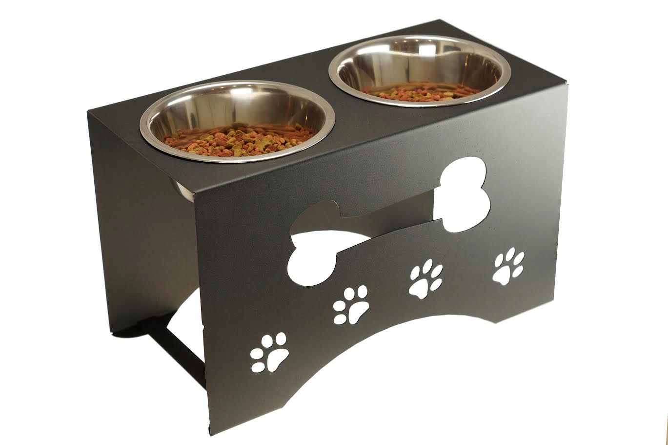 Levně Stojan na misku Velký pro psa Protiskluzový kovový ve stylu Loft 2x1800ml