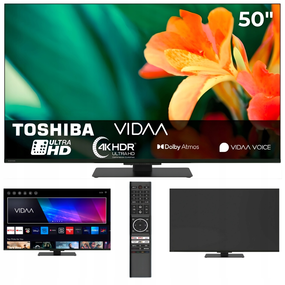 Telewizor Led 50" Toshiba 50UV6F63DA Smart Tv 4K Vidaa DVB-T2S2 Bezramkowy