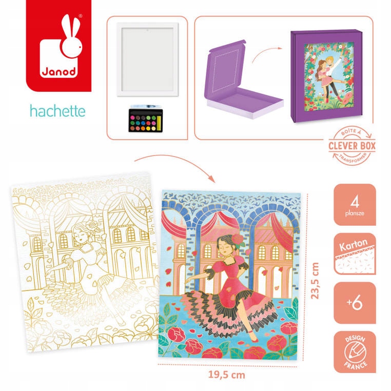 Zestaw kreatywny Złote kontury Tancerki 6+, Janod Stan opakowania oryginalne