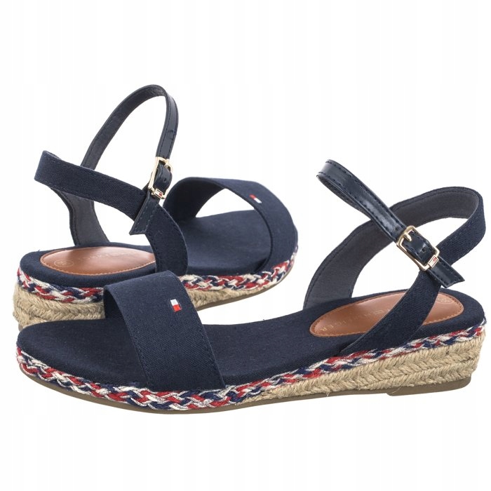 Dámské sandály na podpatku Tommy Hilfiger Rope Wedge Blue, modré