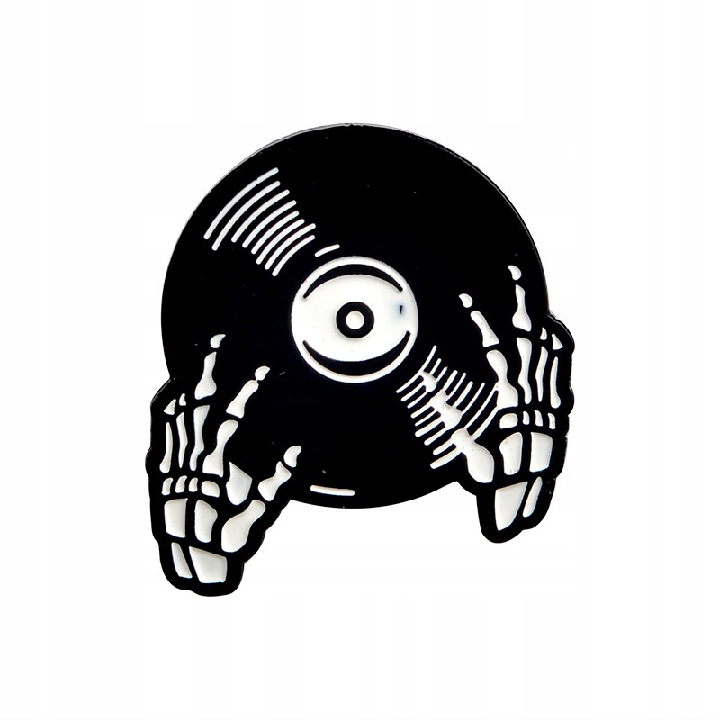 

Pins Przypinka Winyl czarno-biała Punk Rock Emo