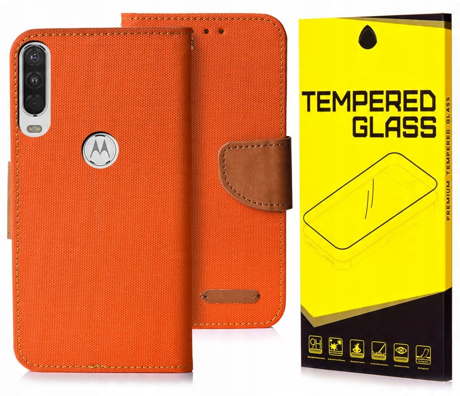 

Etui Portfel Canvas Do Motorola One Action Szkło