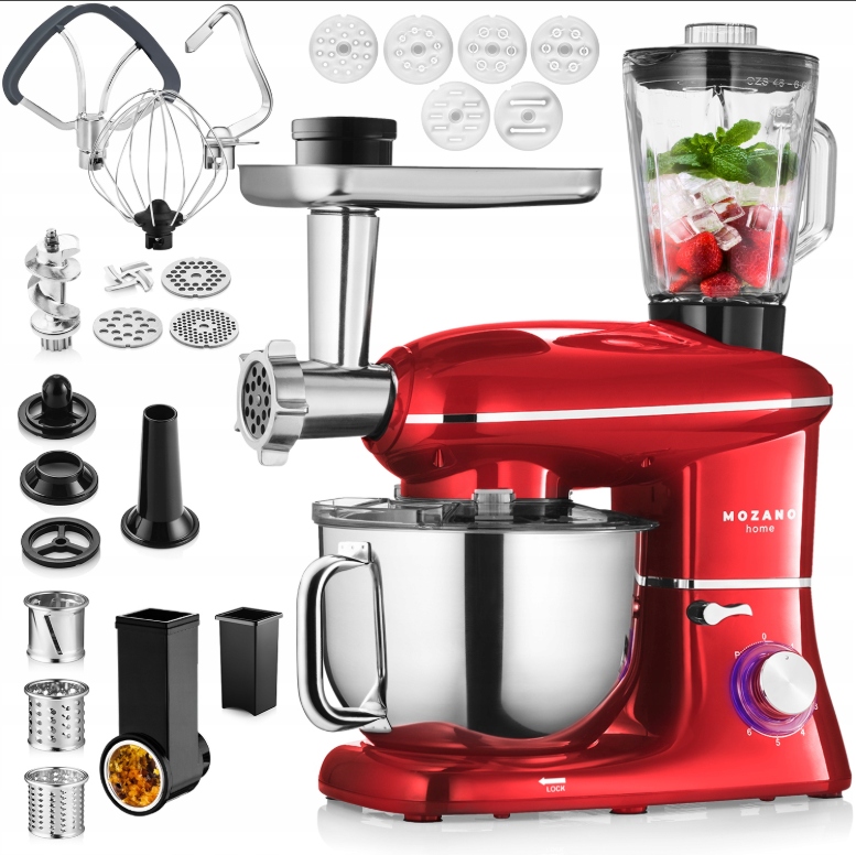 Robot Kuchenny Planetarny Mikser Blender 6w1 Misa 6,2L Mocny 2000W Zestaw
