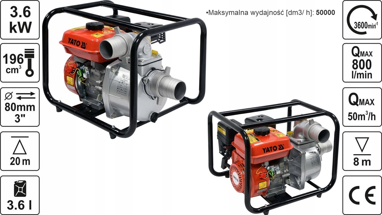 Pompa Wody Spalinowa 3" 5,9HP 60m3/h Yato