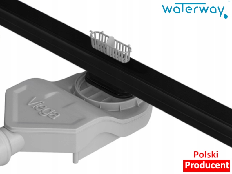 Odpływ liniowy czarny niski wąski Waterway 80 cm Rodzaj liniowy