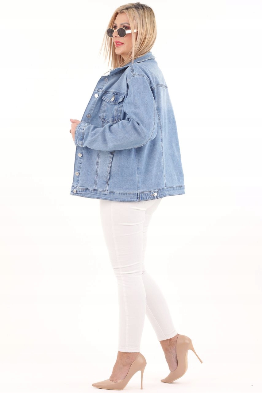 KATANA DAMSKA KURTKA JEANSOWA DUŻE ROZMIARY OVERSIZE SPORTOWA JEANS LUŹNA Rozmiar 44