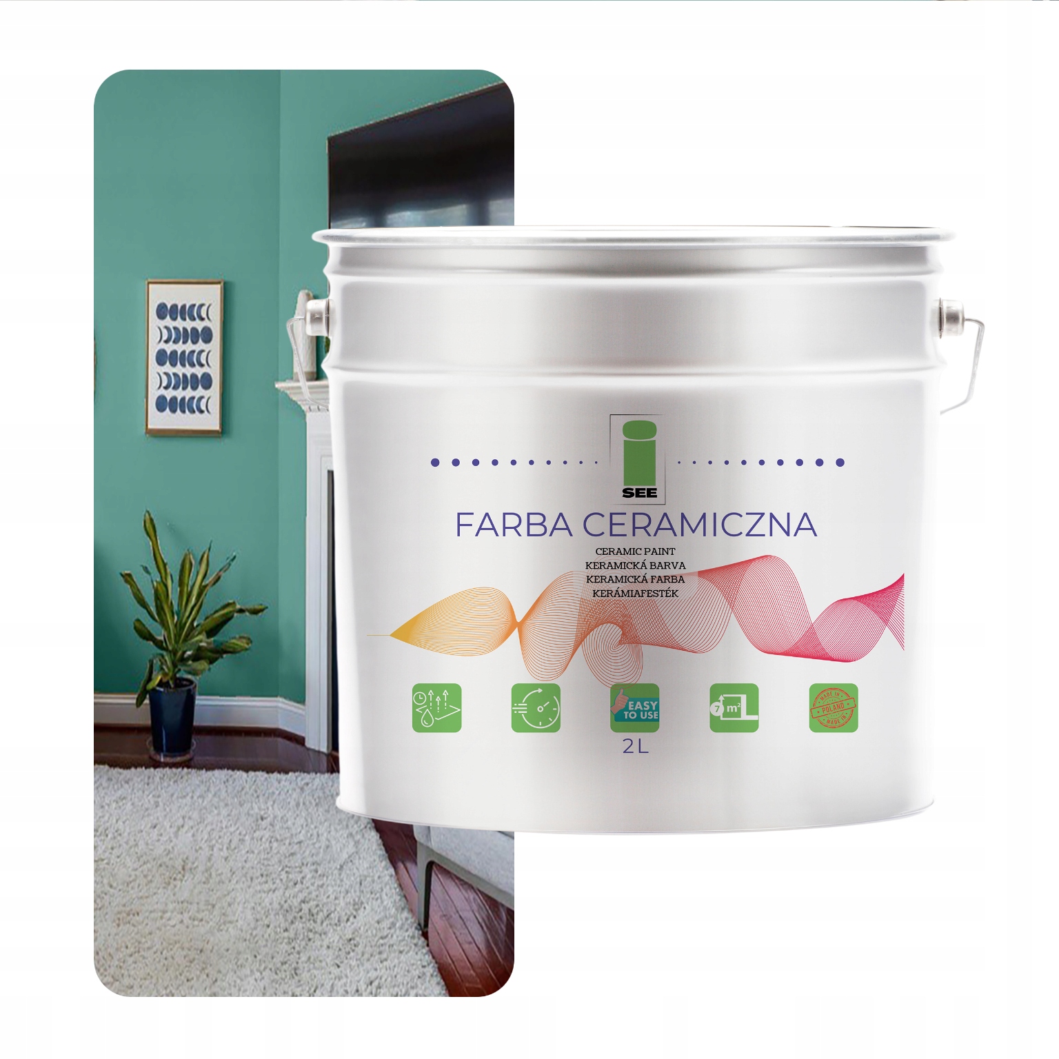 Umývateľná Keramická Farba Na Steny Zelená Pastelová 2 L, Odolná Voči Škvrnám