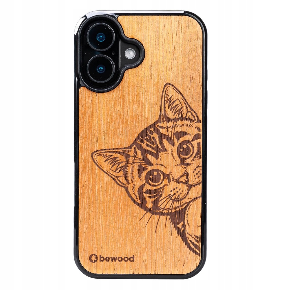 Dřevěný Pouzdro Bewood pro iPhone 17 s motivem koček Merbau