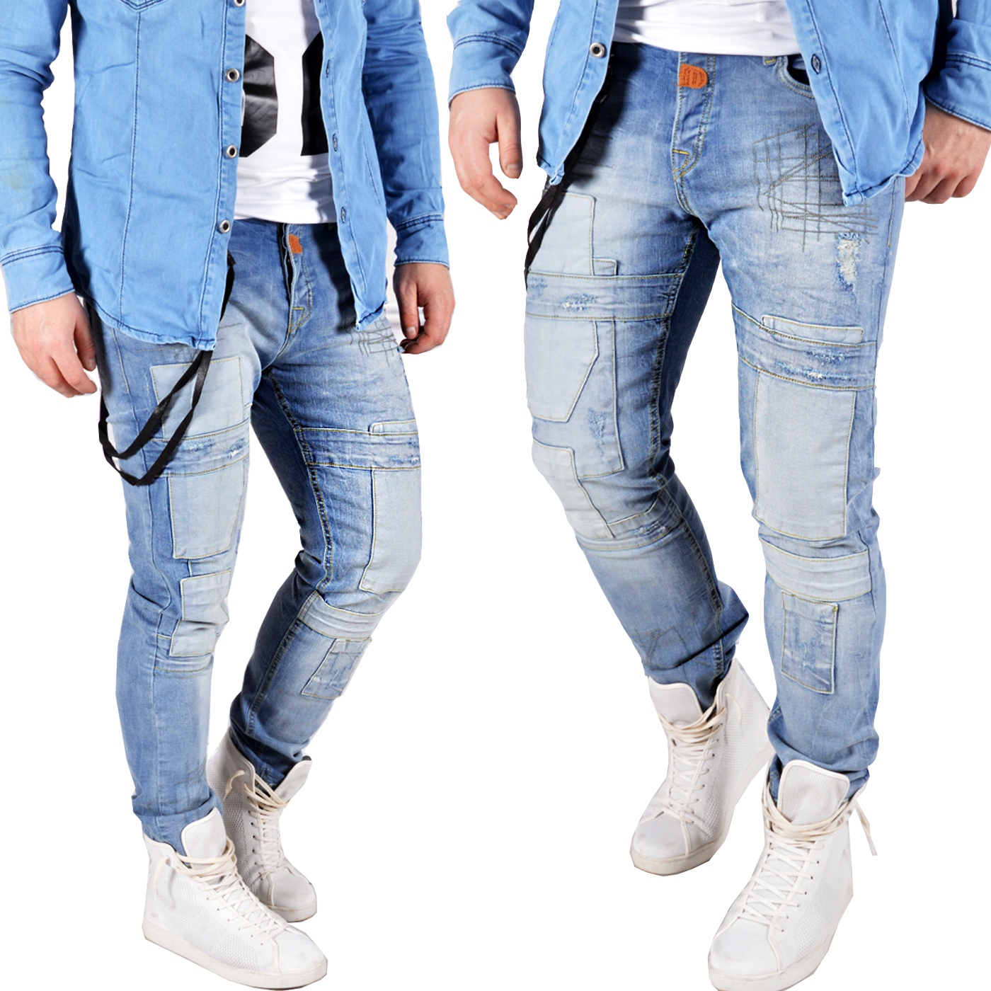 Jeansy Spodnie Jeansowe Przecierane Cipo Baxx Łaty