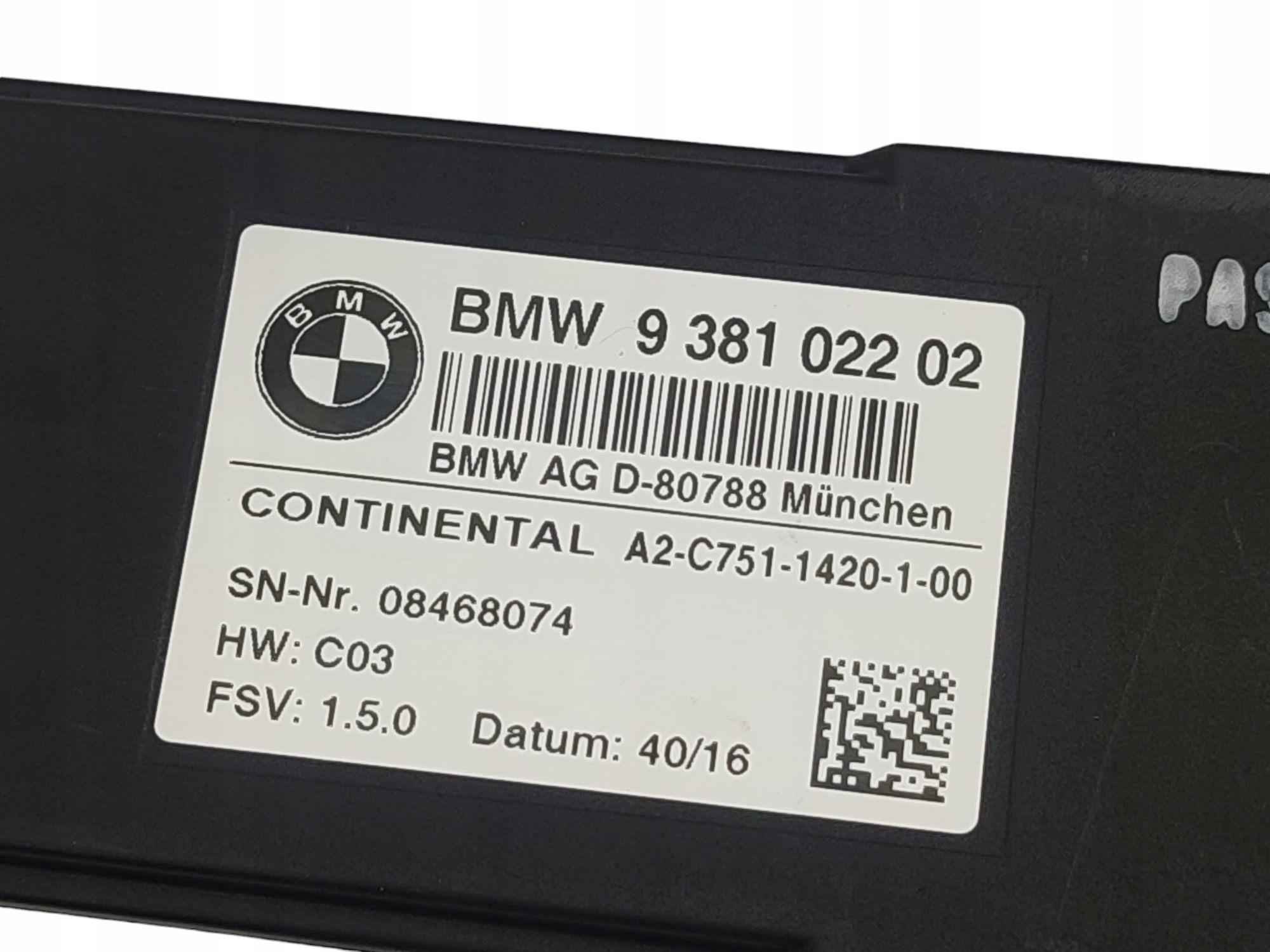 module control unit seat BMW 7 G11 G12 9381022