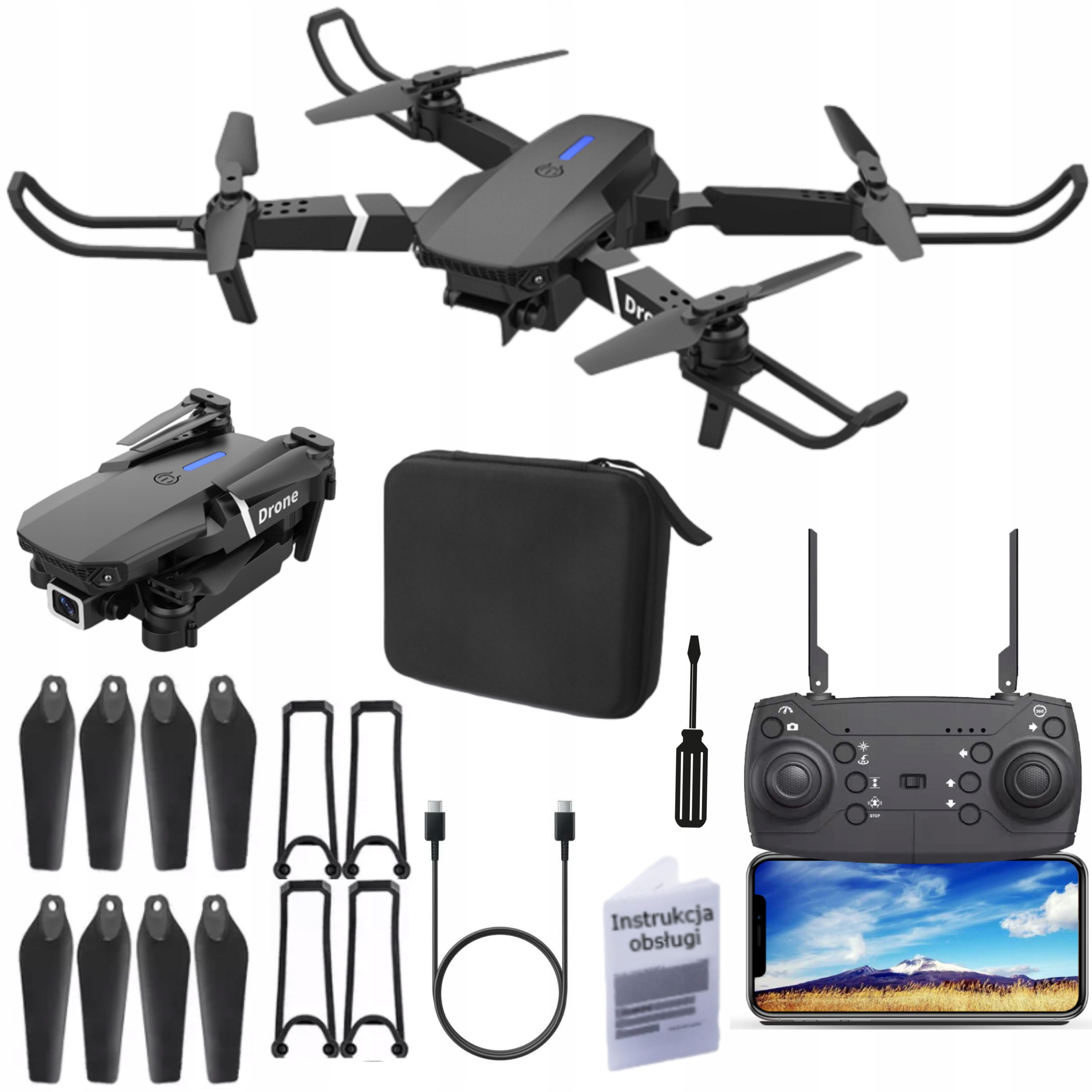 

Dron Pro E90 Dwie Kamery Wifi Zabawka Zawis 45MIN