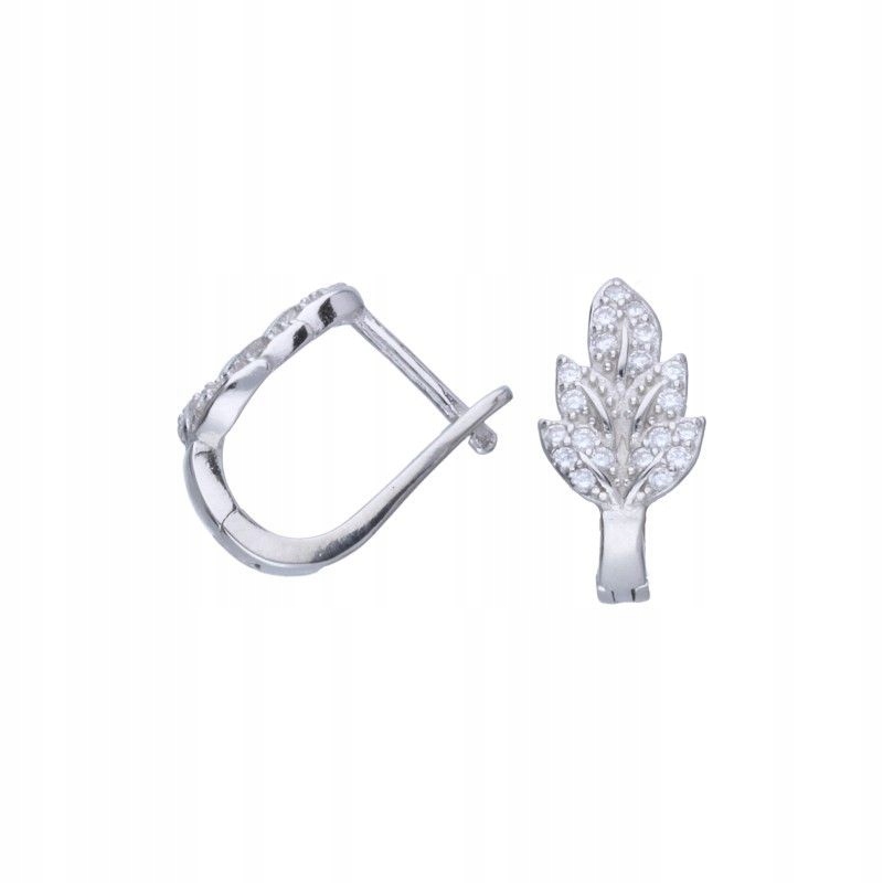 Stříbrné náušnice 925 rhodiované listy se zirkony 2.77 g jako dárek