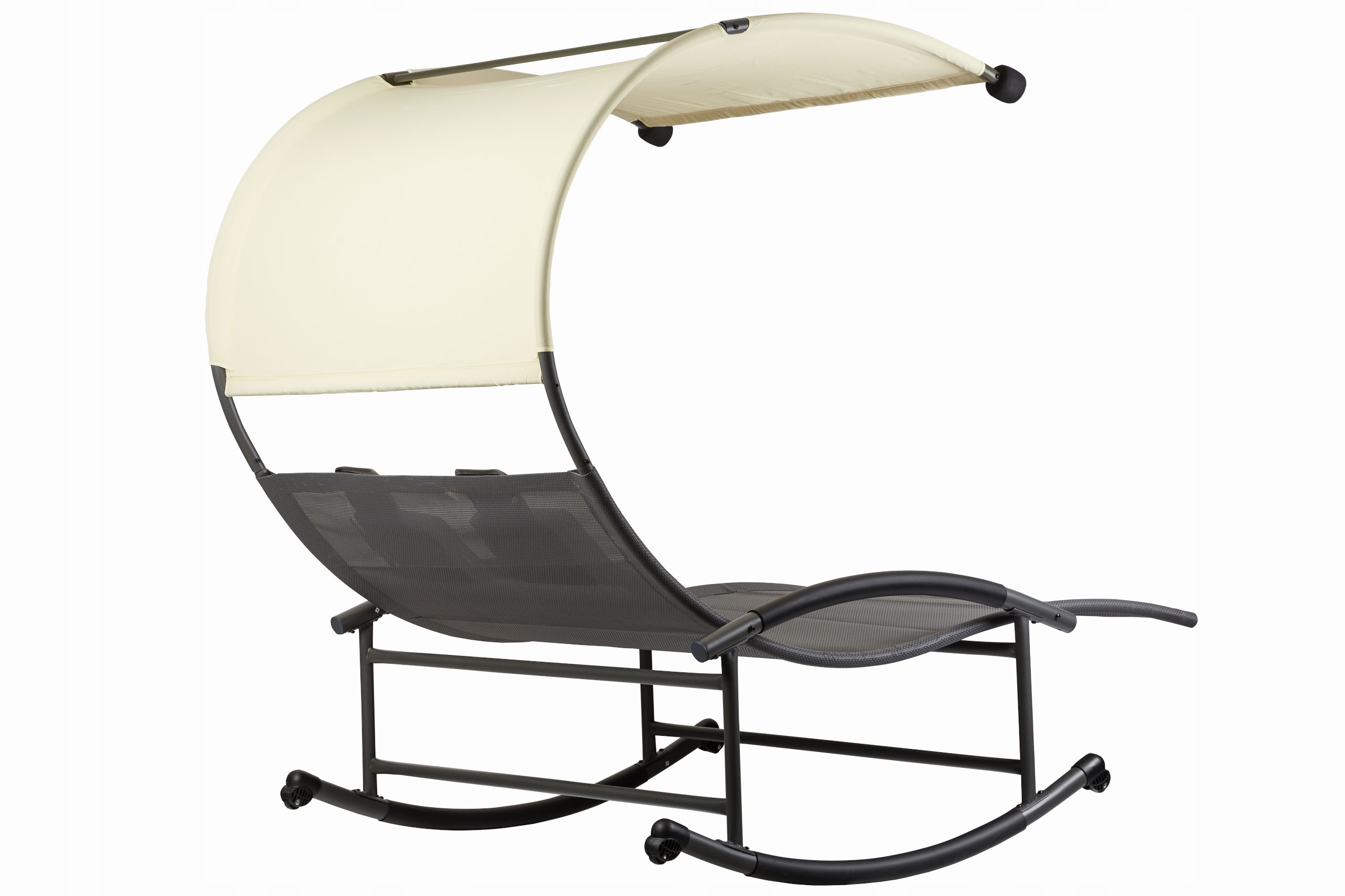 LEŻAK OGRODOWY Dwuosobowy XXL LEŻANKA NA TARAS BUJAK HUŚTAWKA Z DASZKIEM Kolor szary