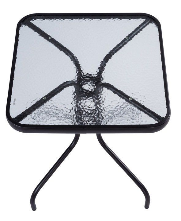 Stół Stolik Ogrodowy Szklany Kwadratowy 60x60 Balkonowy Kawowy Na Taras Linia STOLIK OGRODOWY KWADRATOWY SZKLANY