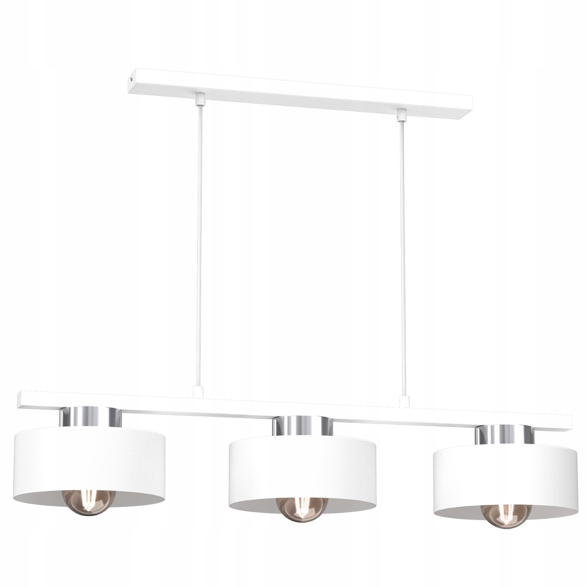 Trojitá závesná lampa biela chrómová s lištou 81 cm do jedálne nad stôl Luminex