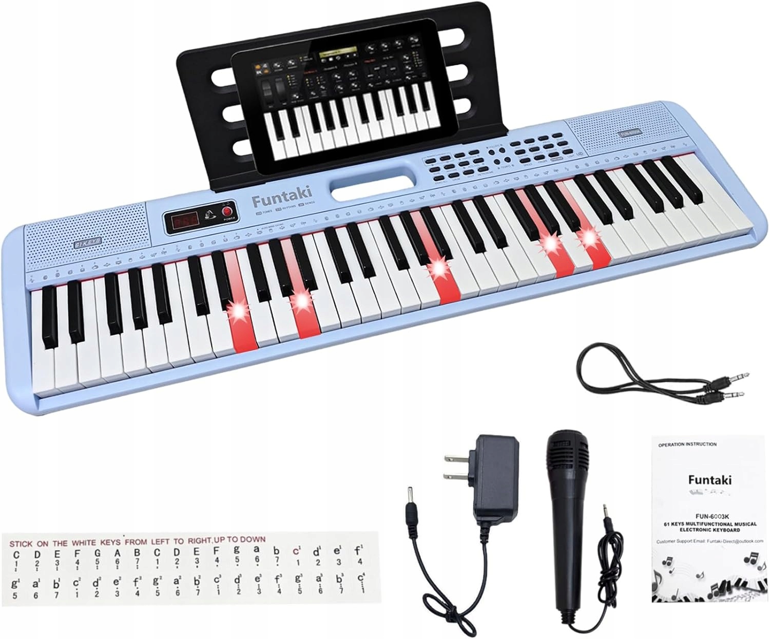 Piano Klávesové 61 Kláves Podsvícené Usb MIDI