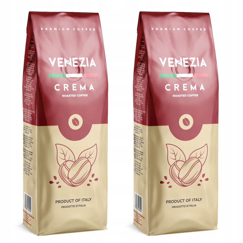 Levně Káva zrnková italská smíšená Venezia Crema sada 2 x 1 kg arabica robusta