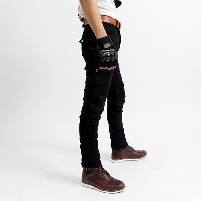 SPODNIE MOTOCYKLOWE BOJÓWKI MĘSKIE JEANSY KEVLAR Producent bez marki