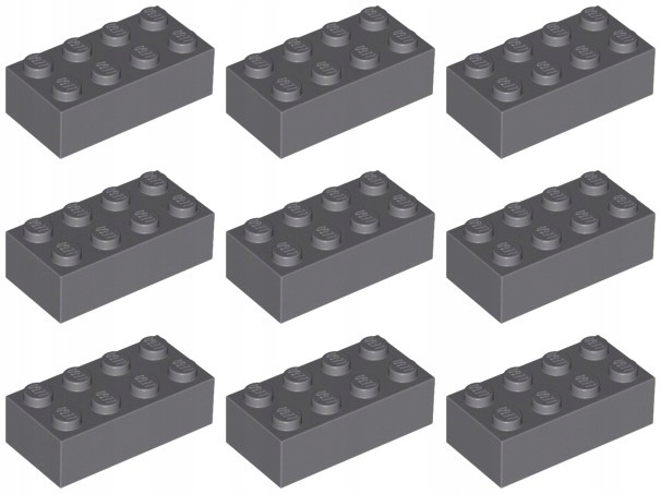 

Lego 3001 klocek 2x4 ciemnoszary 9 sztuk