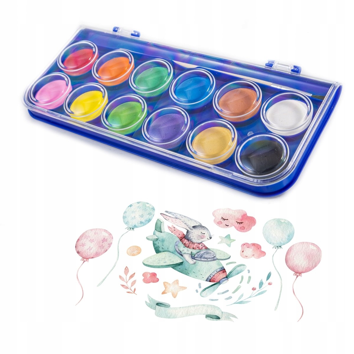 Farby Akwarelowe Szkolne Wodne 12 Kolorów Kidea FA12KKA Liczba sztuk 12 szt.