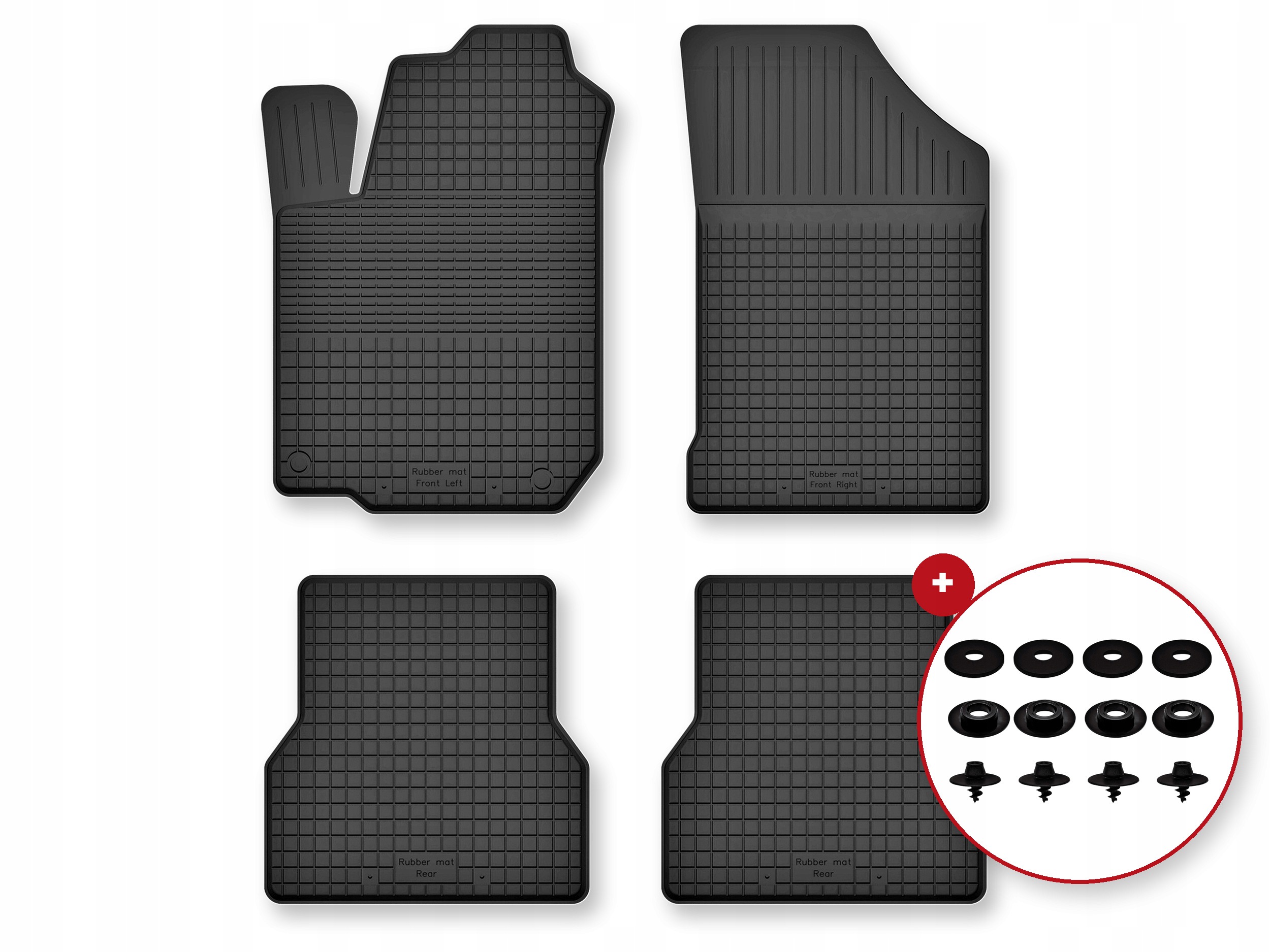 Dywaniki gumowe do Renault Laguna III 2007-2015 coupe kpl. 4 szt. stopery
