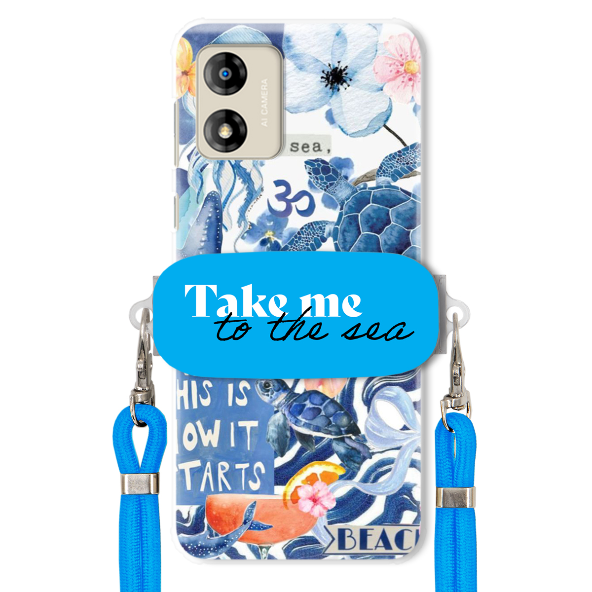 Puzdro pre Motorola E13 Premium Vodítko Modrá Držiak Take Me To The Sea