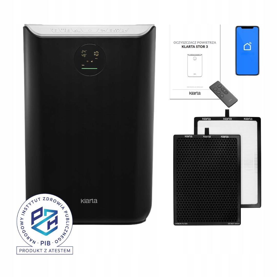 Čistička vzduchu Klarta Stor 3 Black 80 m² H13