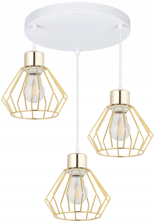 

Lampa Wisząca Żyrandol Loft Brylant Biała Złota