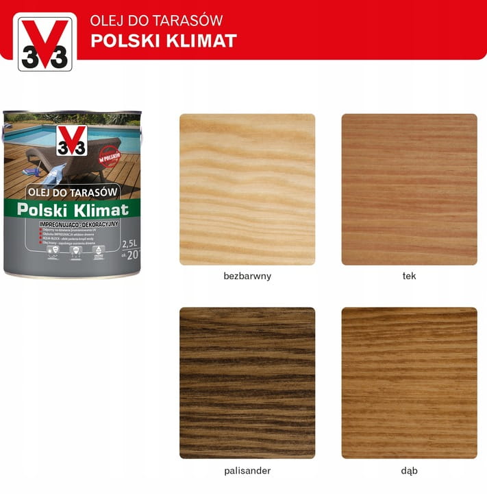 V33 Olej do Tarasów Polski Klimat 2,5L Bezbarwny + Kod producenta 3153895165075