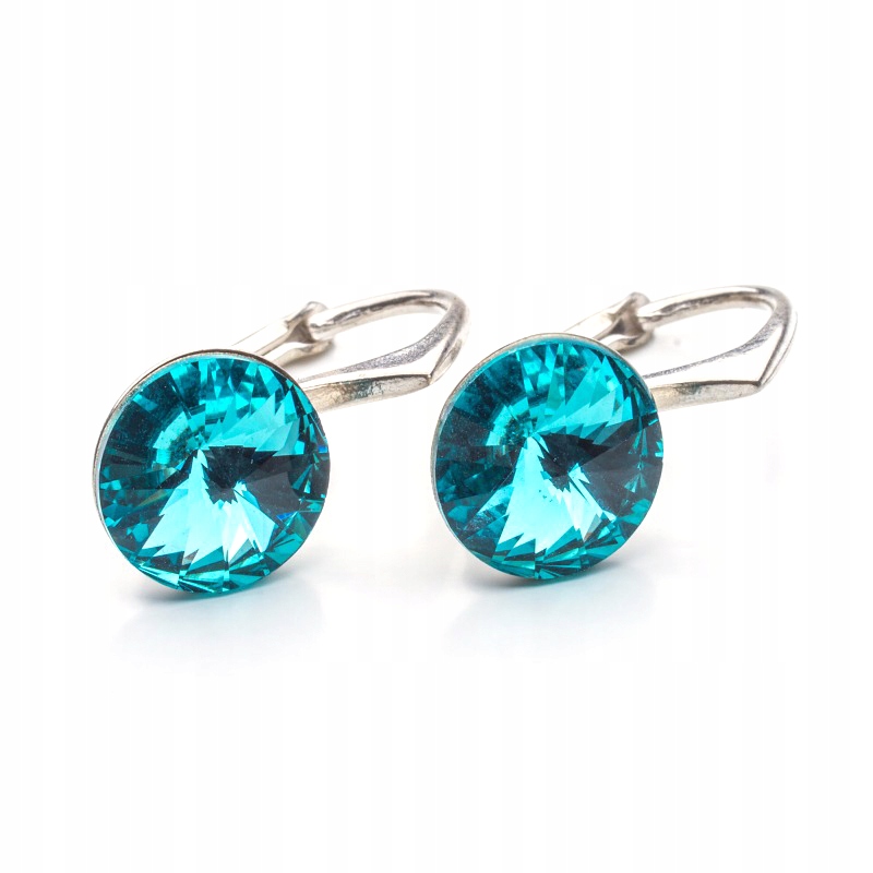 

Srebrne kolczyki z kr. Swarovski Rivoli 8 L.Turq.