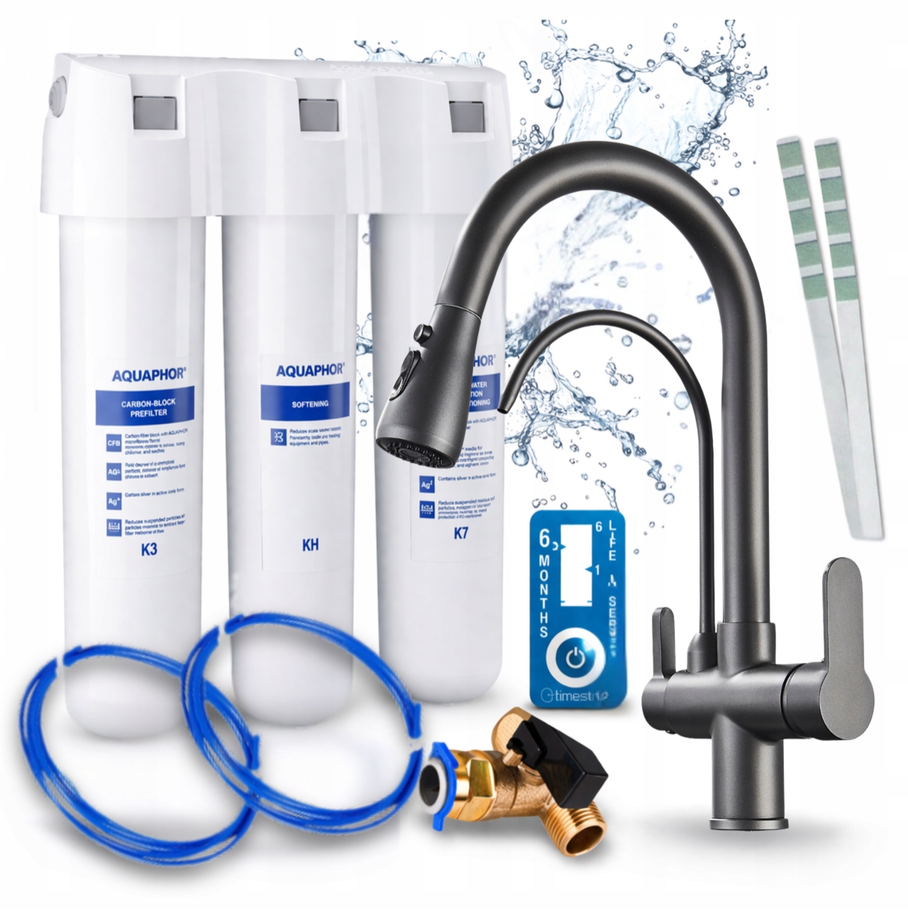 Filtr Pod Dřez Aquaphor Křišťál H A Kuchyňský Kohoutek Vytahovací Sprcha Grafit