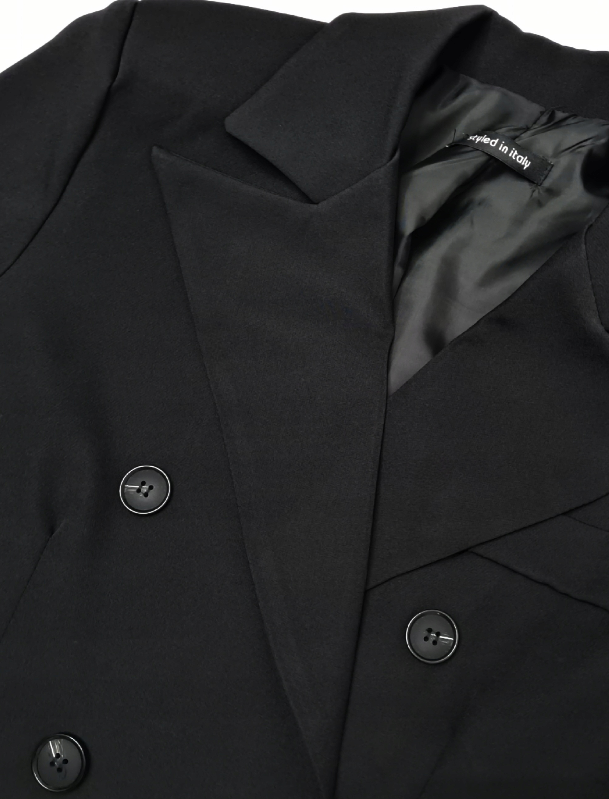 Elegancka MARYNARKA KRÓTKA Czarna, Nowoczesny Żakiet Damski do Garnituru Rozmiar S