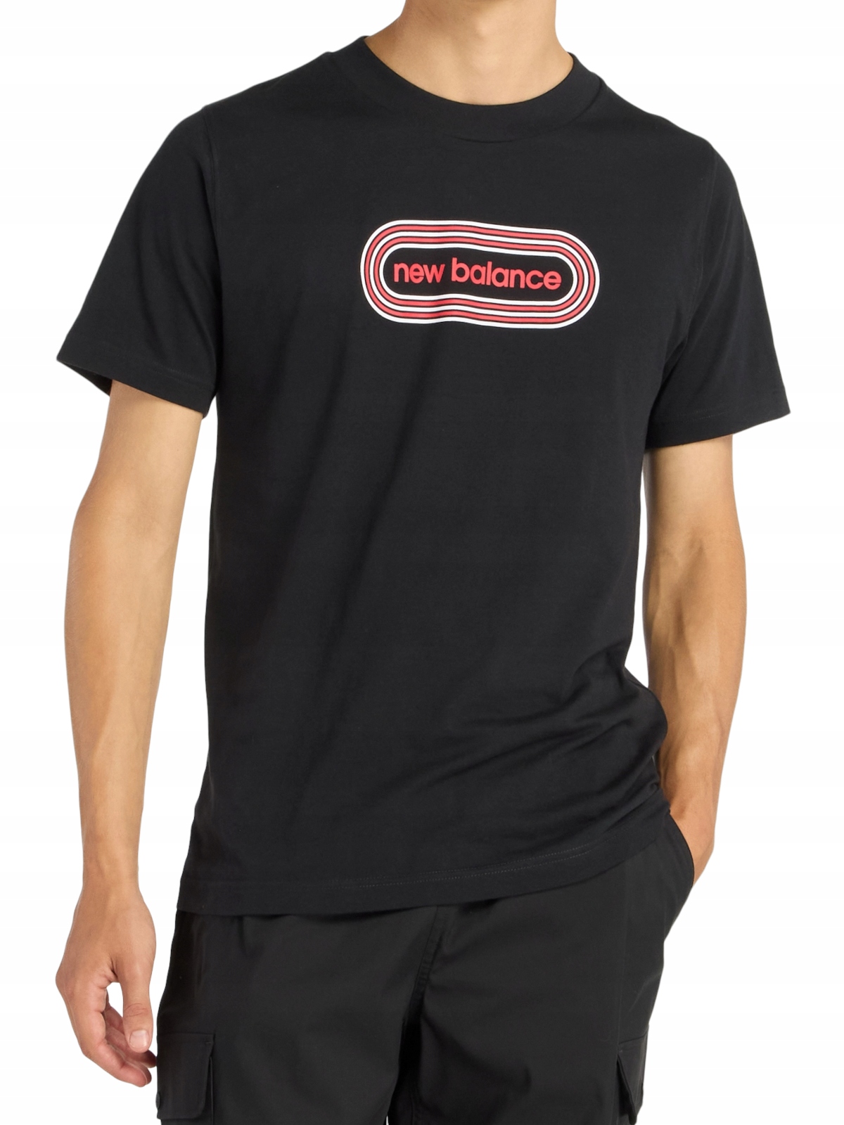 pánské tričko New Balance MT61C48BBK černé sportovní bavlněné tričko M