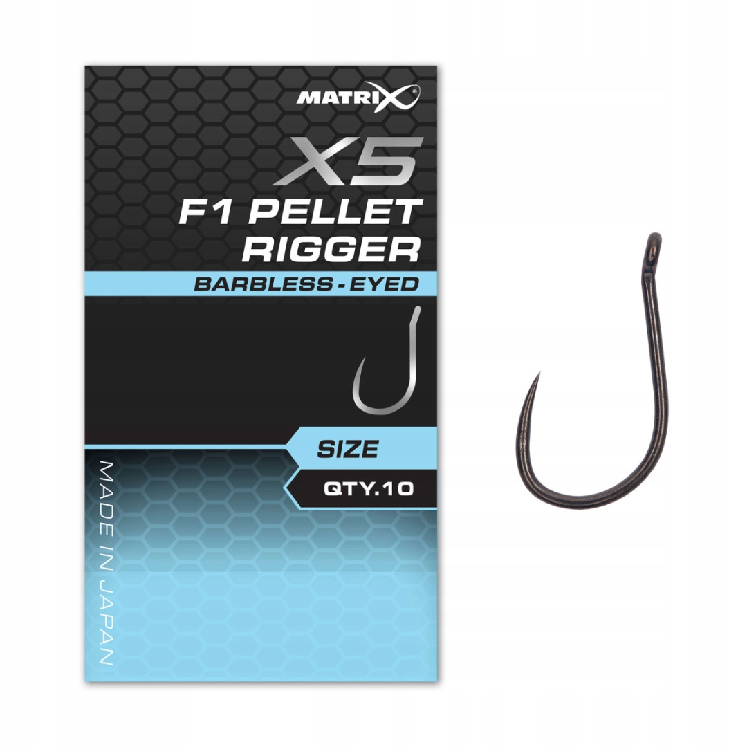 Haczyki Bezzadziorowe X5 F1 Pellet Rigger Barbless Eyed 14 Matrix
