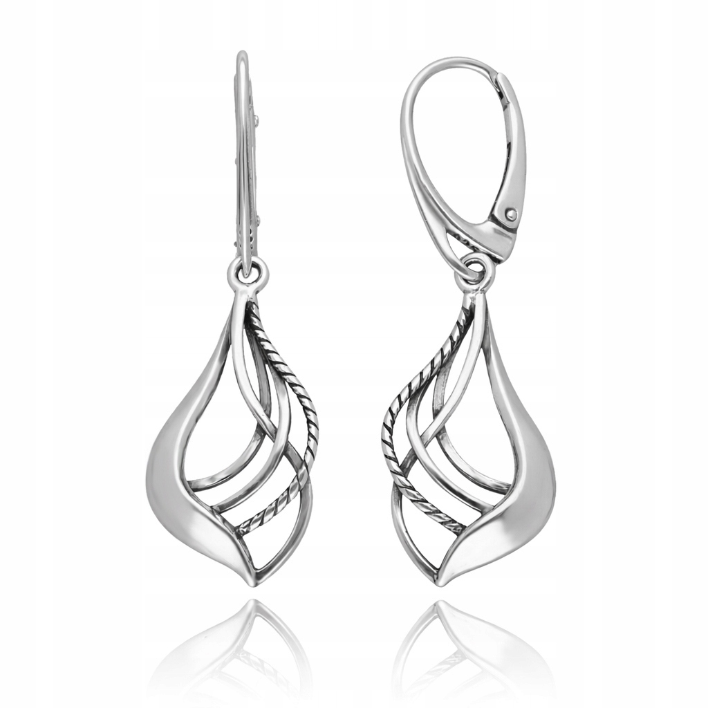 Stříbrné náušnice 925, ažurové kapky, oxidované anglické zapínání