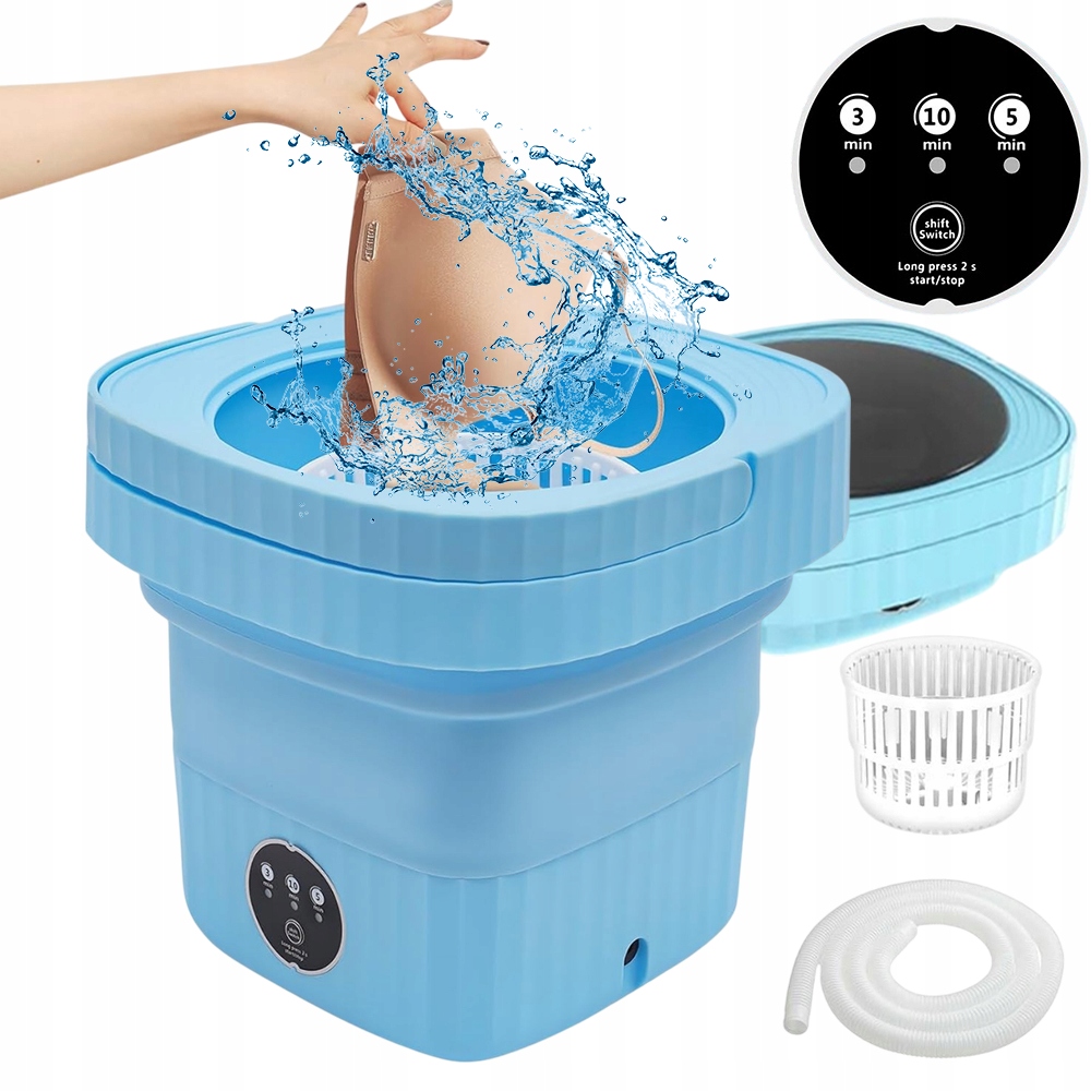 Mini Pralka Turystyczna Automatyczna Składana Przenośna 7L Z 3 Trybami
