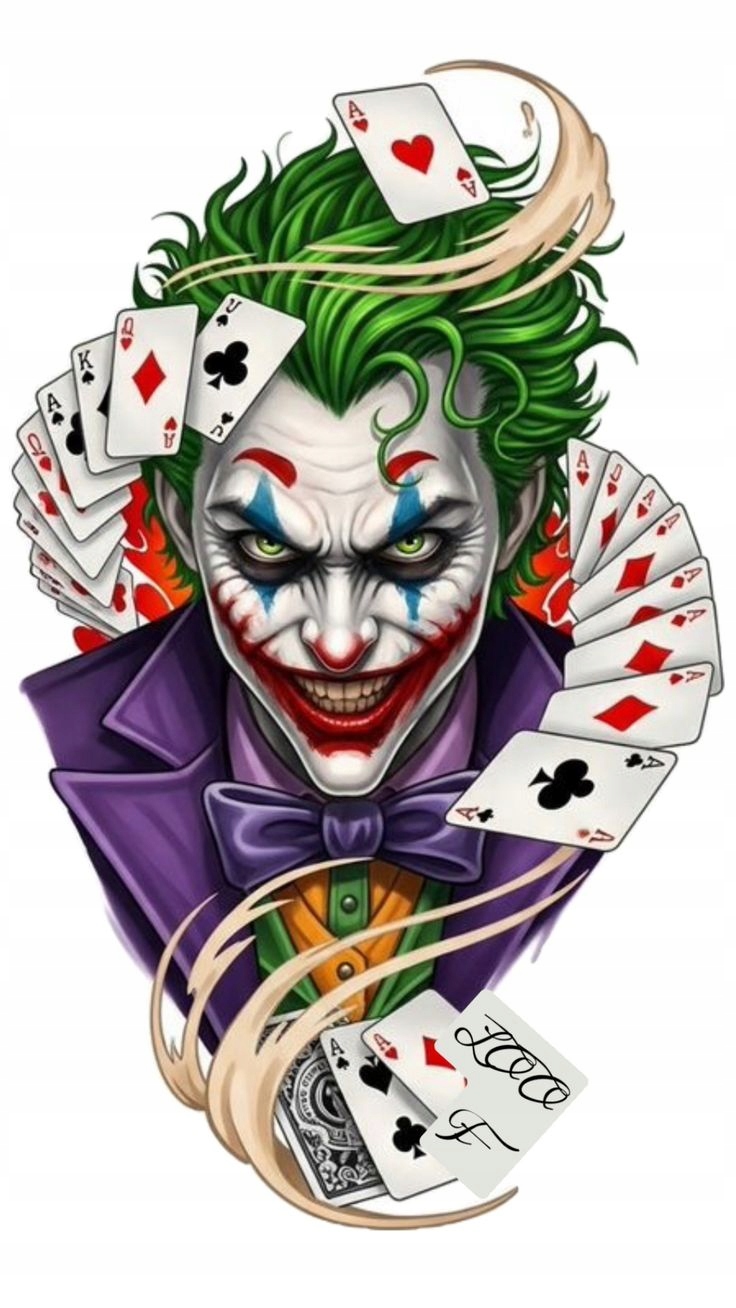 Naklejka 3D Wodoodporna na Samochód Auto Szybę Joker Postac Karty Asy