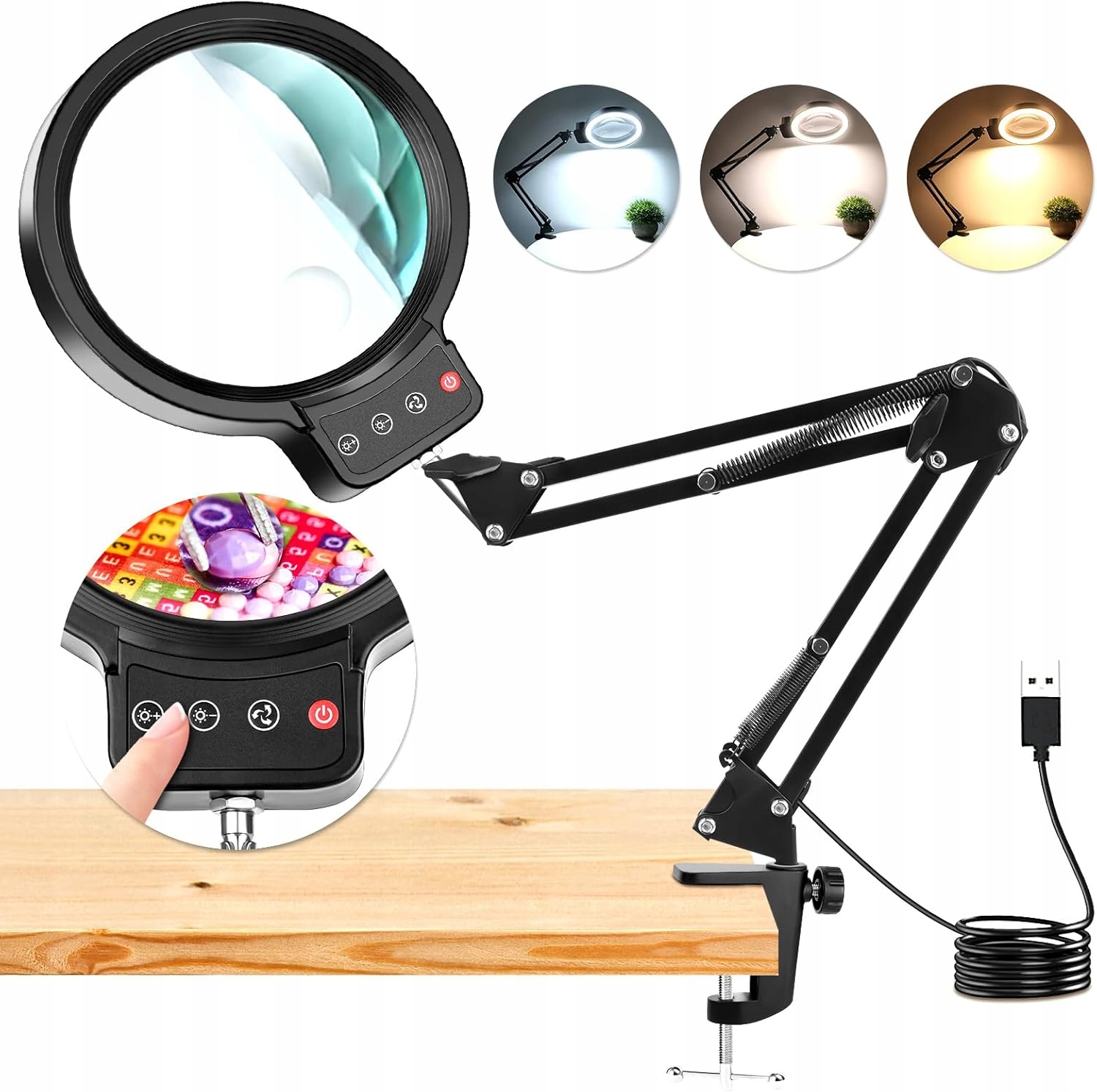 Lupa Se Světlem A Stojanem, Stolní Lampa, Barevná, Stmívatelná