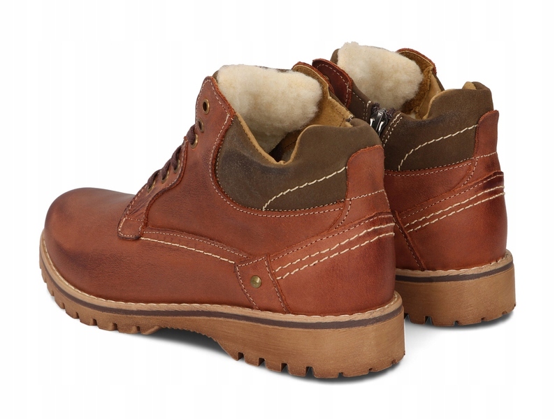 TRZEWIKI MĘSKIE BUTY OCIEPLANE SKÓRA 885 RUDY 47 Odcień rudy