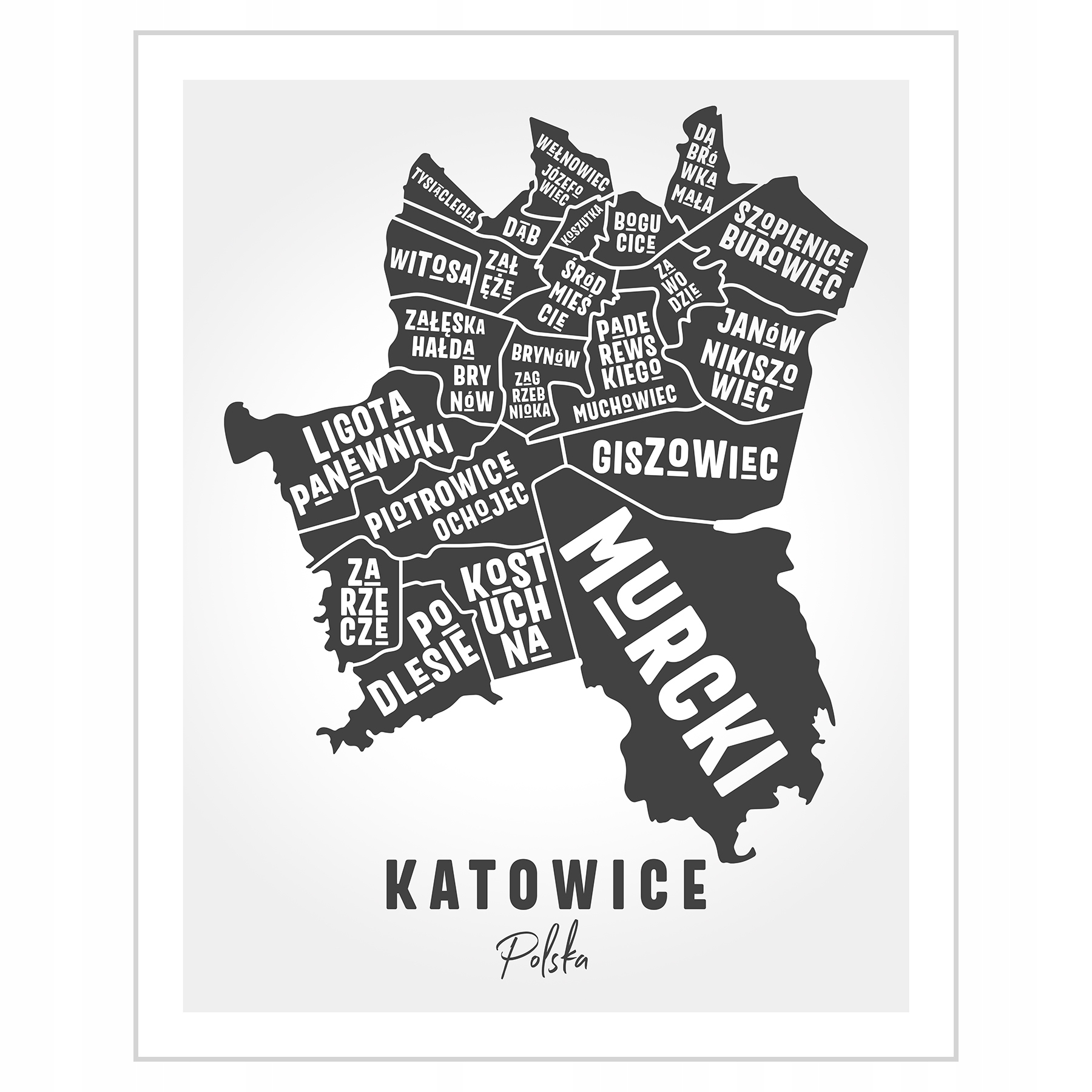 

Plakat 40x50 Mapa Katowice Dzielnice miasta