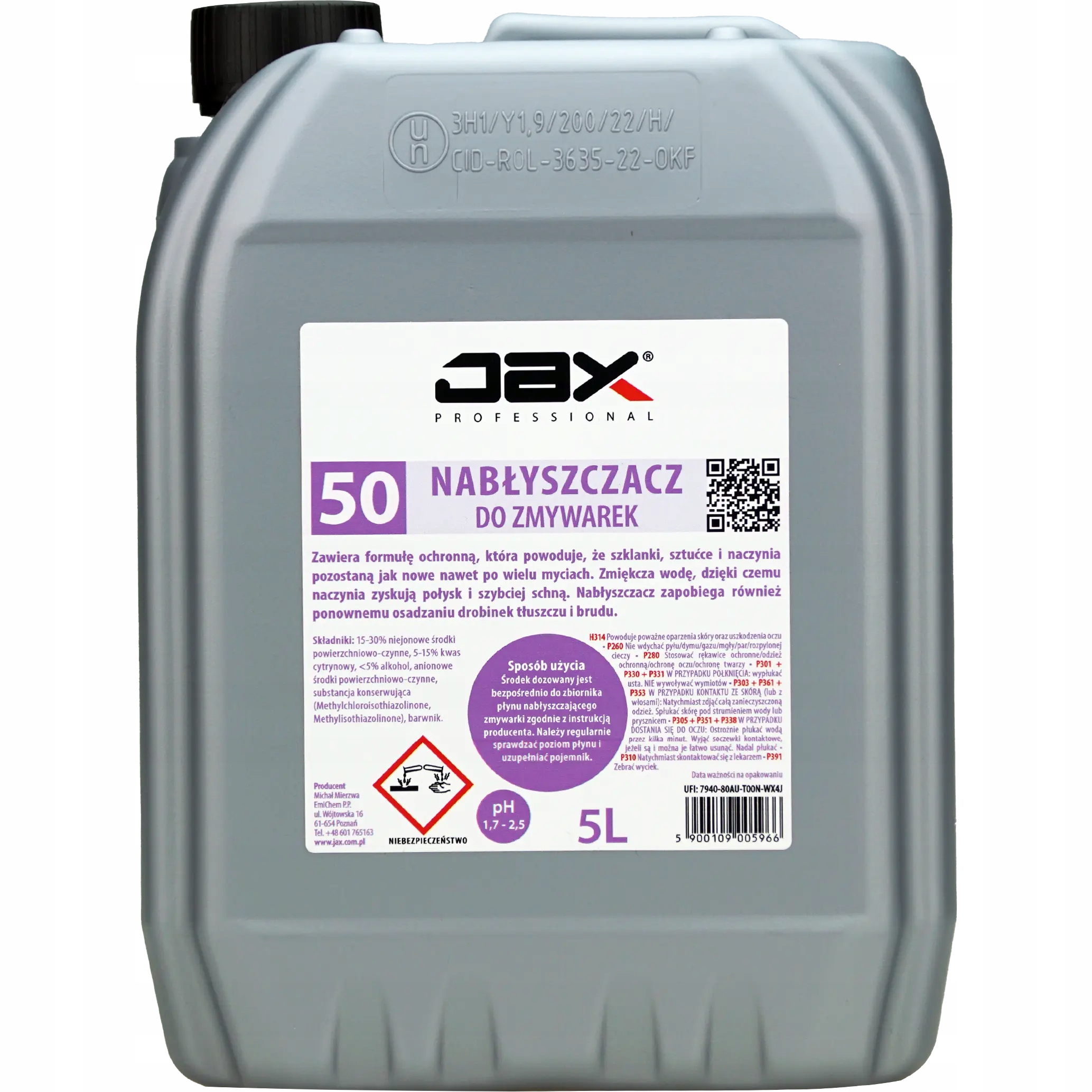 Jax Professional 50 Nabłyszczacz Do Zmywarek 5L