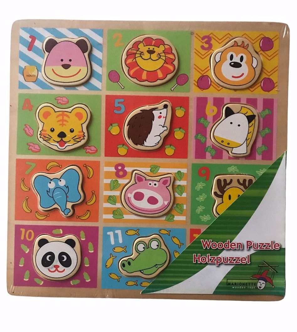 

drewniana układanka puzzle Liczenie zwierzęta