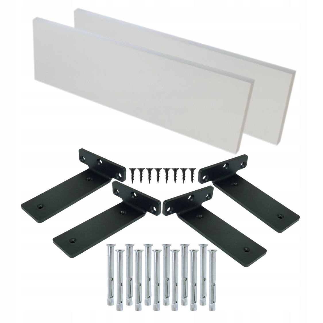 2x Nástěnné police bílé 50 x 20 cm, závěsná police, regál loftový držák