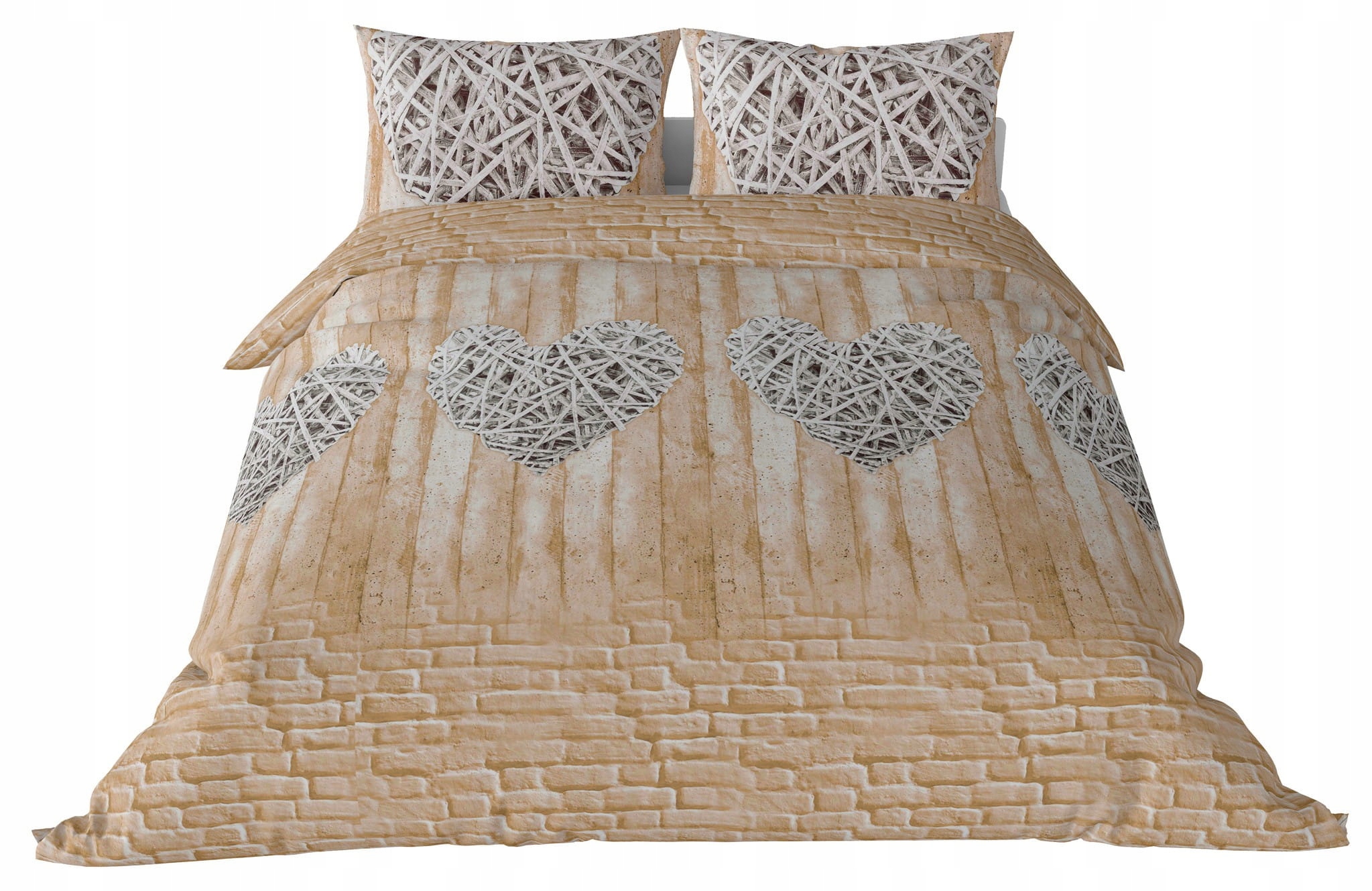 

Pościel Holenderska 200x220 Piaskowa Serce NL307