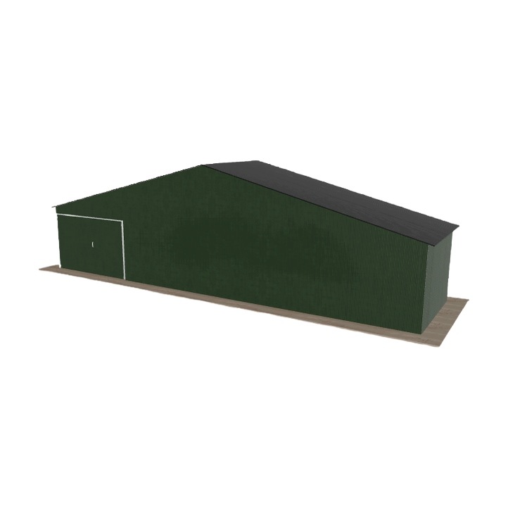 Plechová garáž 12x3 m jednopolohová, dvouspádová, zelená